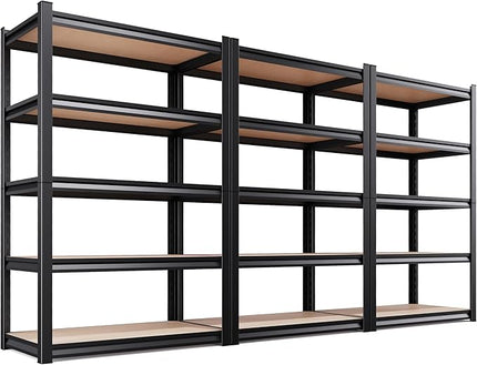 Set of 3 Garage Shelving-2050 lbs 5 Tier Storage Shelves,Adjustable Heavy Duty Metal Shelving Unit and Storage Large Rack,Utility Steel Shelf For Warehouse Industrial Pantry Basement 78"x46"x20"