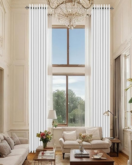Blackout Curtains for High Ceiling, Extra Long Tall Curtains 18ft Length Solid Grommet Window Drapes for 2 Story High Living Room Loft, Set of 1 Curtain Panel 108 W x 215 L Inches Ash White