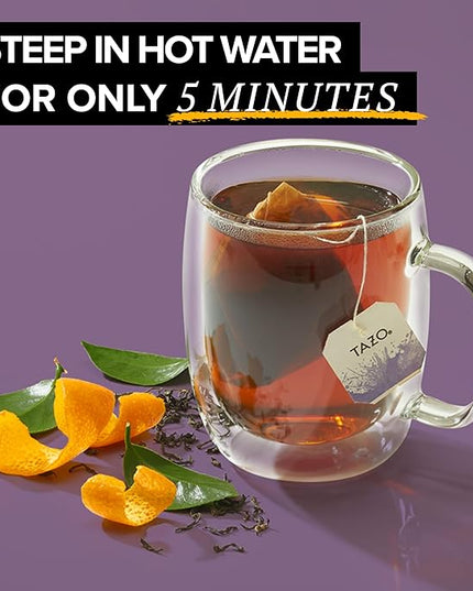 TAZO Organic Earl Grey for Health and Wellness, High Caffeine and Bold Flavor, 16 Count (Pack of 6)