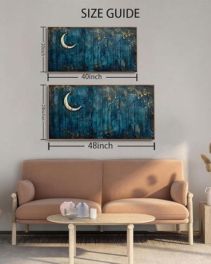 ILLBDR Framed Large Wall Art Dark Academia Moon Decor Forest Landscape Wall art Nature Painting for Rustic Farmhouse Artwork Living Room Bedroom Office 24"x48"