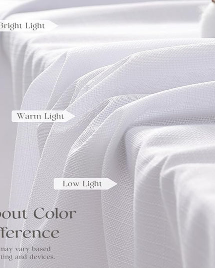 Pinch Pleated Curtains White 96 Inches Long for Living Room, Pleat Non-see-through Privacy 8 ft Drapes Room Linen Blend Boho Memory Trained Shaped Ceiling Floor Off White 96 Inch Length 2 Panels