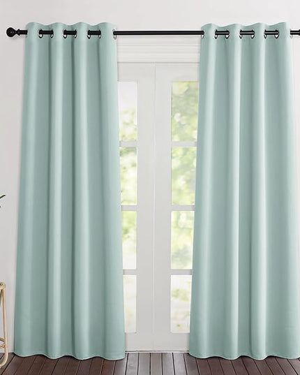 NICETOWN Aqua Blue Curtains 84 inch Length 2 Panels, Grommet Thermal Insulated Window Treatments Light & Sound Reducing Drapes for Living Room/Bedroom, W46 x L84