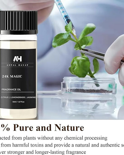 24K Magic Diffuser Oil 50ml – Hotel Inspired Aromatherapy Scent – Citrus, Lemongrass, Jasmine – Home Luxury Fragrance Oil by Antal Hayat – Essential Oil Blend for Diffusers