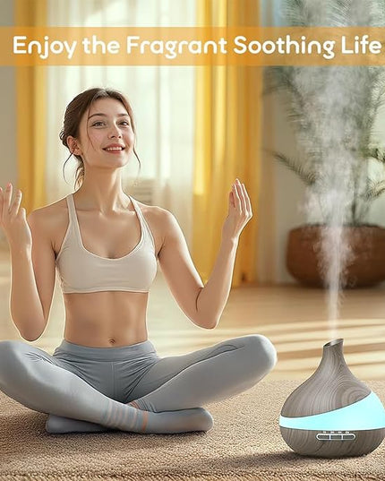 500ML Essential Oil Diffuser: Aroma Diffuser with Remote Control for Hotel Spa Yoga Room - Humidifiers for Bedroom with 14 Colors LED Night Light for Kids/Women Home Relaxation