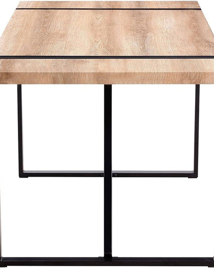 55'' Kitchen Table,Dinner Table for 4-6, Kitchen & Dining Room Tables,Wood Dining Table with Metal Legs for Living Room & Dining Room