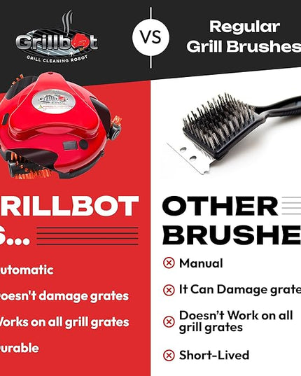 Grillbot Automatic Grill Cleaning Robot with Nylon Brushes, BBQ Grill Cleaner, Grill Brush, Grill Scraper, BBQ Accessories (Red Grillbot)