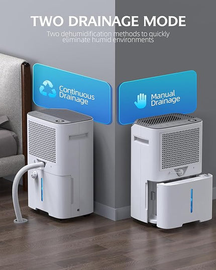 2500 Sq.Ft Smart Compressor Dehumidifiers for Home, Basement Bedroom,Bathroom, 34 Pints Energy Star, Auto or Manual Drainage, with Drain Hose,Continuous Drainage, Auto Defrost, 24H Timer