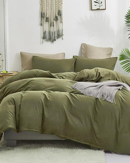 Luxlovery Olive Green Comforter Set Queen Army Green Bedding Comforter Set Blanket Quilts Avocado Breathable Soft Minimalist Comforters Set for Women Men
