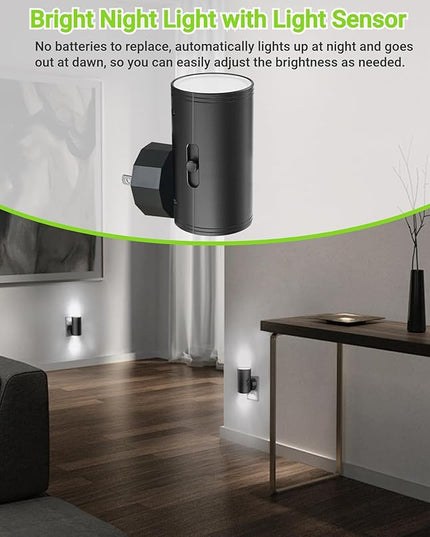 LED Night Light Plug in, Modern Night Lights Plug into Wall, Dusk to Dawn Sensor, 5-300LM Adjustable Brightness,Daylight 5000K,Dimmable Night Lights for Hallway Bedroom Stairway, 2 Pack