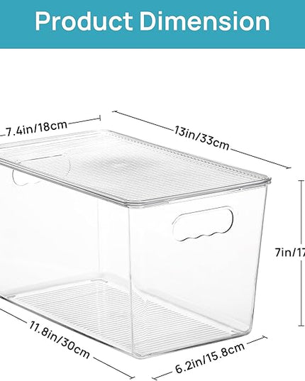 Vtopmart 4 Pack Clear Stackable Storage Bins with Lids,XLarge Plastic Containers with Handle for Pantry Organizer and Storage,Perfect for Kitchen,Fridge,Cabinet, Closet,Bathroom Organization