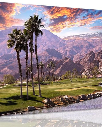 Golf Course at Sunset in Palm Wall Art Prints USA California Picture Canvas Wall Decor for Home Living Room Bedroom Bathroom Framed Artwork Ready to Hang(24''H x 36''W)