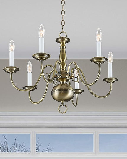 Livex Lighting 5006-01 Williamsburgh 6 Light Antique Brass Chandelier