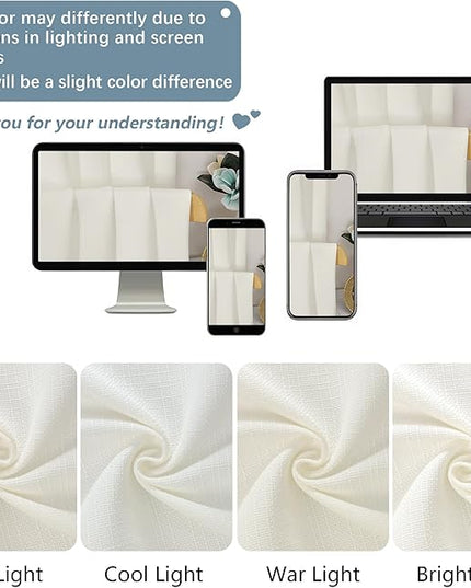 Chyhomenyc Ivory Curtains 54 Inch Length 2 Panels for Living Room, Light Filtering Faux Linen Textured Solid Window Curtains, Modern Soft Grommet Drapes for Bedroom, 40Wx54L, 2PCS