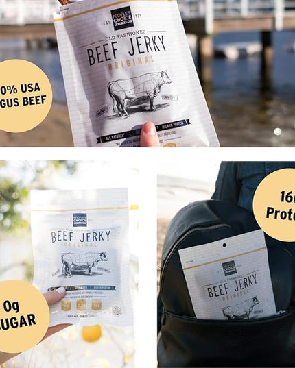 People’s Choice Beef Jerky – Old Fashioned – Original – Sugar Free, Zero Carb, 16g Protein, Keto Friendly – Dry Texture – Made in USA – 1 Pound (16 oz) Bag