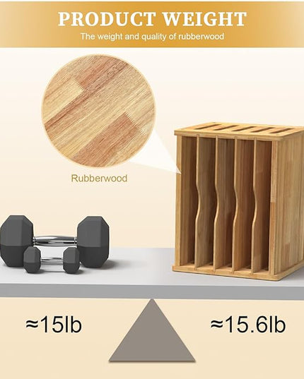 6 Tier Rubber Wood Tray Dividers for Cabinets, Heavy Weight Kitchen Vertical Tray Divider Organizer, Storing pans, Baking trays, Cutting Board(16.73" W x 14.13" H x 12.4" D)
