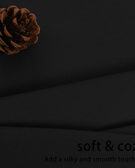 JIUZHEN Black Blackout Curtains with Tiebacks - Thermal Insulated, Light Blocking and Noise Reducing Grommet Curtains for Bedroom and Living Room, Set of 2 Window Curtain Panels, 52 x 45 Inch Length