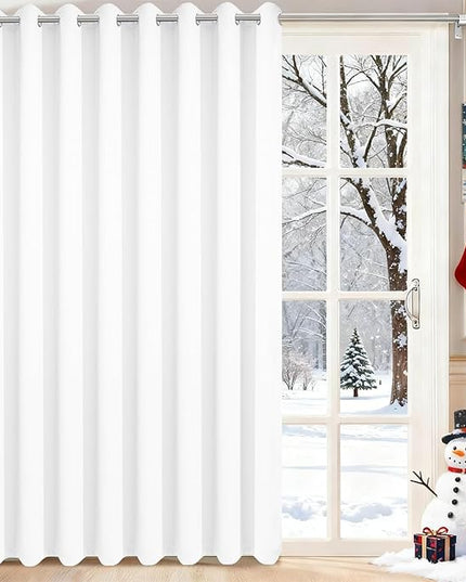 Yakamok Pure White Curtain for Living Room Sliding Glass Door Vertical Blind for Room Darkening Extra Wide Window Drapes Grommet Top Room Divider Panel for Bedroom/Patio 1 PC 100 x 84 Inch