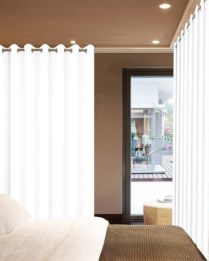 Yakamok Pure White Curtain for Living Room Sliding Glass Door Vertical Blind for Room Darkening Extra Wide Window Drapes Grommet Top Room Divider Panel for Bedroom/Patio 1 PC 100 x 96 Inch