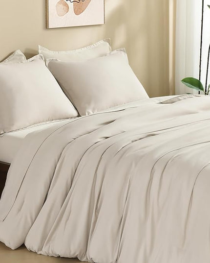 Litanika Comforters Tannish Grey California King Size, 3 Pieces Lightweight Solid Bedding Set & Collections, All Season Fluffy Bed Set (104x96In Comforter & 2 Pillowcases)