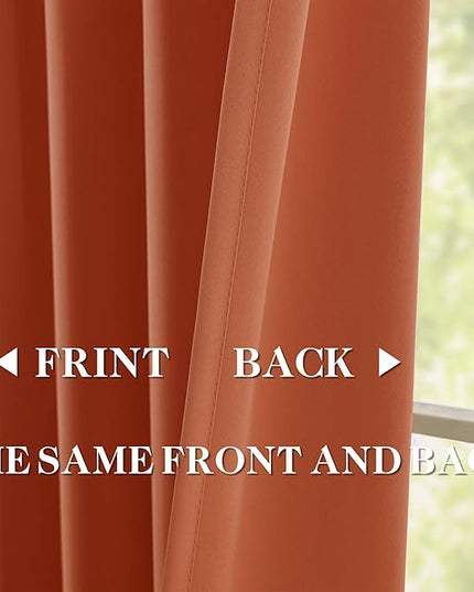 DONREN Burnt Orange Pinch Pleated Blackout Curtains with Hooks - 94 inch Length Room Darkening Thermal Insulated Window Curtain Panels for Living Room Bedroom 2 Panel 40" Wx94 L