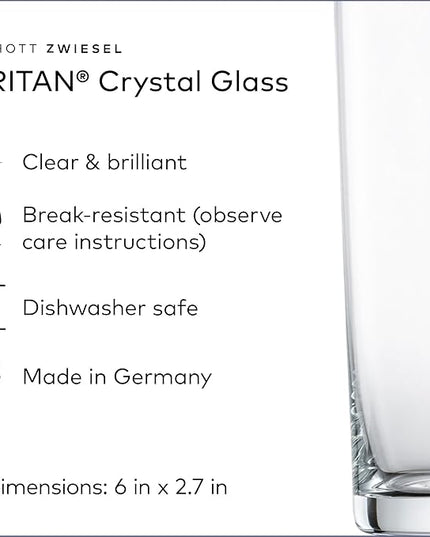 SCHOTT ZWIESEL Basic Bar Tumblers 13 Ounce (Set of 6), Medium-Sized Longdrink Glasses, Dishwasher-Safe Tritan Crystal Glasses, Made in Germany