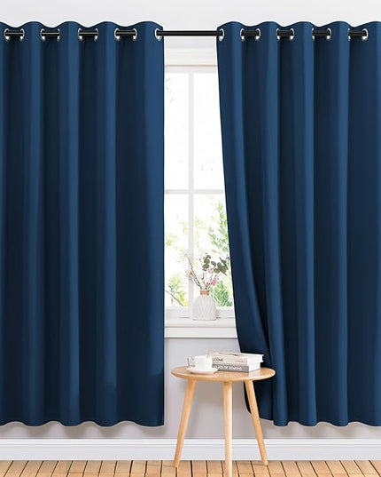 NICETOWN Blackout Curtain Drapes for Living Room - Decorative Thermal Insulated Solid Grommet Top Room Darkening Window Treatments for Kids Room (Moroccan Blue, 1 Pair, 66 x 72-Inch)