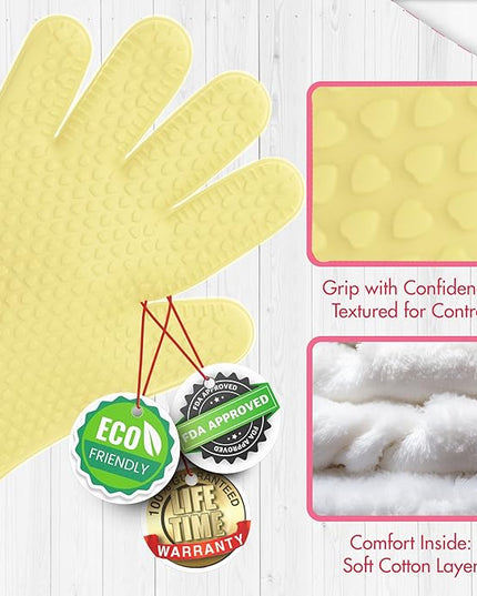 KITCHEN PERFECTION XL Silicone Smoker Oven Gloves for Women -Extreme Heat Resistant BBQ Gloves -Handle Hot Food Right on Your Grill Fryer&Pit|Waterproof Grilling Cooking Mitts|Superior Set+3 Bonuses