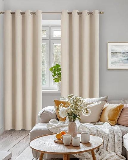 YoungsTex Champagne Blackout Curtains 84 Inches Length for Living Room - Grommmet Room Darkening Thermal Insulated Drapes for Bedroom Dining Room Office Privacy, 2 Panels, 52 x 84 Inch