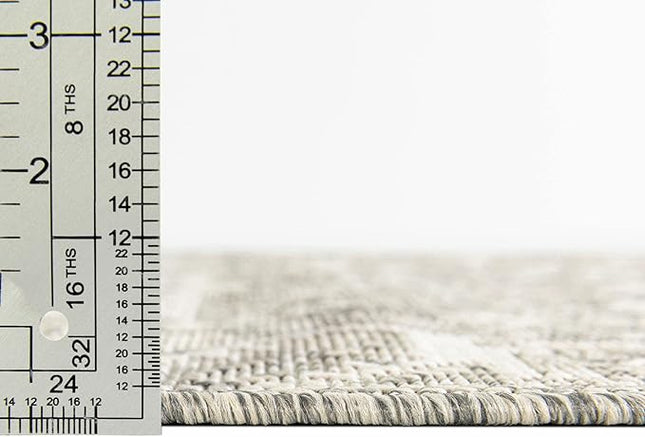 Rugs.com Outdoor Aztec Collection Rug – 3' x 5' Light Gray Flatweave Rug Perfect for Living Rooms, Large Dining Rooms, Open Floorplans