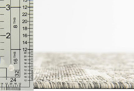 Rugs.com Outdoor Aztec Collection Rug – 8' x 11' Light Gray Flatweave Rug Perfect for Living Rooms, Large Dining Rooms, Open Floorplans