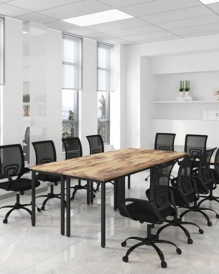 Bonzy Home 8ft Conference Tables Chair Set, 94.4"x47.2"x29.5" Table & 10pcs Chairs, Office Computer Desk and Chair Set for Meeting Room Study Printer Table for 10 People