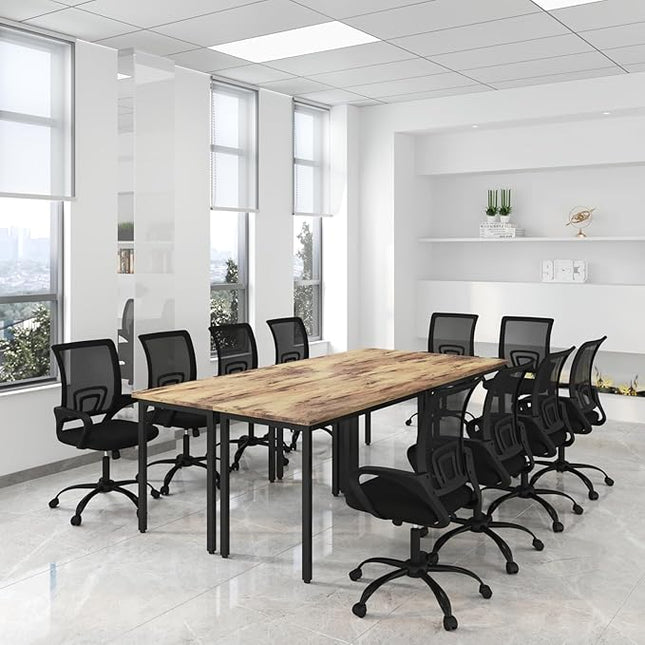 Bonzy Home 8ft Conference Tables Chair Set, 94.4"x47.2"x29.5" Table & 10pcs Chairs, Office Computer Desk and Chair Set for Meeting Room Study Printer Table for 10 People