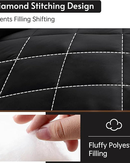 MUXHOMO 7 Pieces Full Comforter Set, Reversible Bed in a Bag Full Size, All Season Bedding Set with Comforter, Flat Sheet, Fitted Sheet, Pillowcases & Shams, Black & White