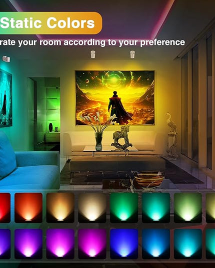 6W RGBW Uplighting Indoor Color Changing Up Lights Indoor with Remote Dimmable LED Spot Lights for Home Aluminum Accent Lighting for Party Plant Decor with 5.9 FT Plug Cord, 2 Pack