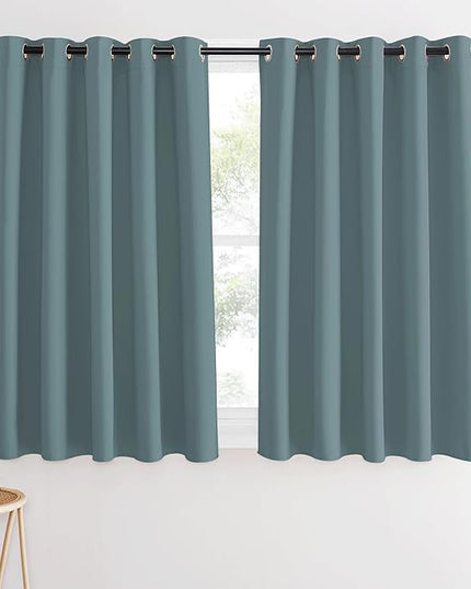 NICETOWN Greyish Blue Blackout Curtain for Bedroom, Window Treatment Thermal Insulated Grommet Solid Drapes Sound Reducing for Home Office/Basement, 1 Panel, W66 x L54