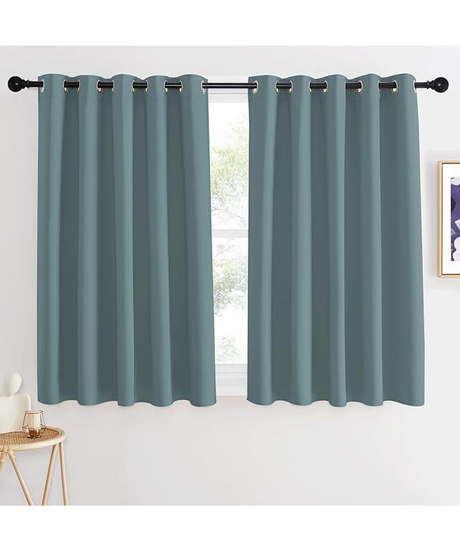 NICETOWN Greyish Blue Blackout Curtain for Bedroom, Window Treatment Thermal Insulated Grommet Solid Drapes Sound Reducing for Home Office/Basement, 1 Panel, W66 x L54