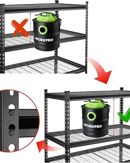 WORKPRO 5-Tier Metal Storage Shelving Unit, 48”W x 24”D x 72”H, Adjustable Storage Rack Heavy Duty Shelf, 4000 lbs Load Capacity (Total), for Garage, Kitchen, Bathroom, Warehouse, Black/Sliver