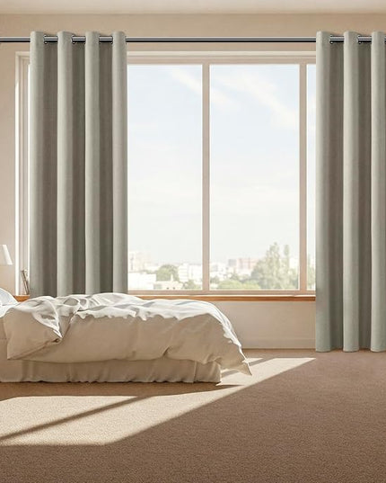 ChrisDowa 100% Blackout Sand Solid Curtains 84 Inches Long 2 Panels for Bedroom Living Room,Farmhouse Room Darkening Thermal Insulated Soundproof Grommet Top Window Treatment Drapes,52x84