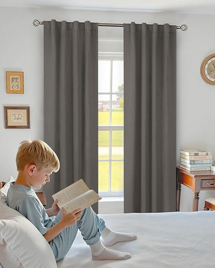 BGment Grey Curtains 84 inch for Bedroom - Rod Pocket and Back Tab Blackout Curtains Thermal Insulated Room Darkening Curtains for Living Room, 2 Window Curtain Panels (38 x 84 Inch, Grey)