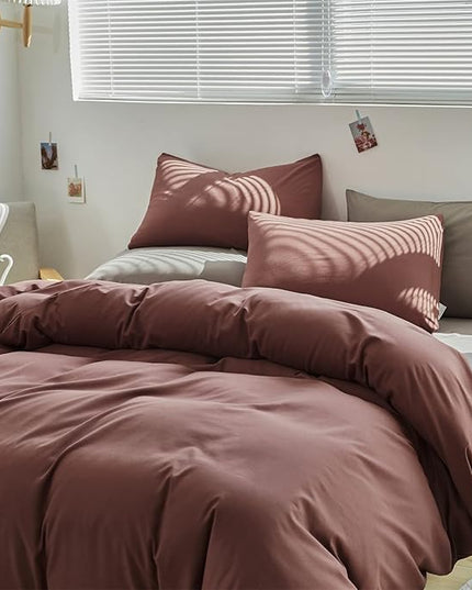 CLOTHKNOW Brick Red Comforter Set California King Rust Red Bedding Comforter Sets Dark Rust Comforter Soft Brownish Comforter with 2 x Pillow Cases