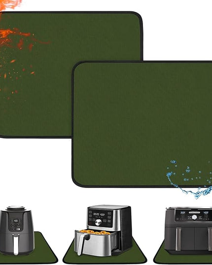 Heat Resistant Mats for Countertop - Fireproof 15x18 in Heat Resistant Mats for Air Fryer - Kitchen Countertop Protector for Air Fryer, Coffee Maker, Stand Mixer, Toaster, Oven 2PCS - Green