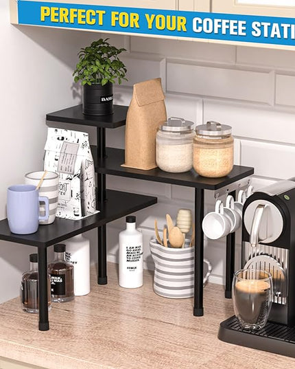 JayRex Countertop Corner Shelf, 3 Tier Shelf Moveable Organizer for Bathroom Counter, Make Up, Dresser Table, Desktop Shelf (Black)