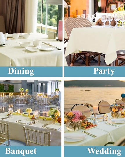 VidaFete Tablecloth 10 Pack 90 * 156inch Rectangle Table Cloth Polyester, Stain Wrinkle Resistant Polyester Dining Table Cover for Kitchen Dinning Party Wedding Rectangular Buffet Decoration(Ivory)