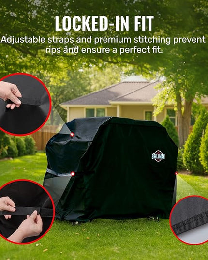 Grillman Grill Cover, BBQ Outdoor Grill Covers, Charcoal, Gas Grills, Waterproof, Rip-Proof, Weather-Resistant, Anti-UV, Barbecue Cover for Weber, Genesis, Charbroil, Nexgrill, etc (Black, 58 Inch)