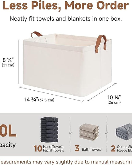 StorageWorks Closet Storage Bins, Storage Baskets for Shelves, Closet Organizers and Storage Bins with Metal Frame, Handles, Natural Color, 2-Pack