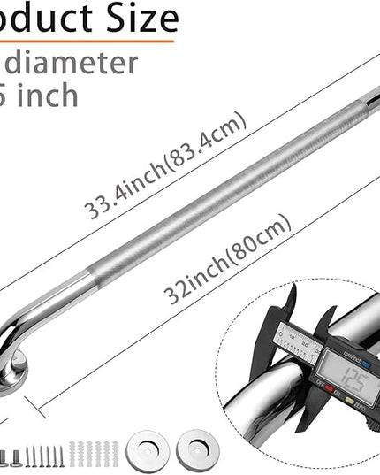 Shower Grab Bar, 2 Pack 32 Inch Bathroom Grab Bar, 1.25" Diameter 304 Stainless Steel Anti-Slip Grab Bars for Bathtubs and Showers, Handicap Shower Grab Bar for Seniors Elderly