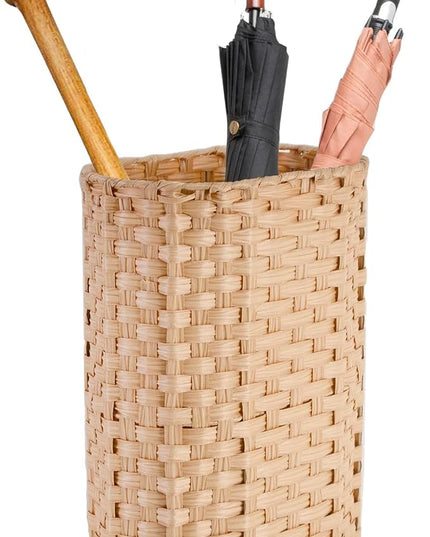 PEMAR Wicker Umbrella Holder, Hand Woven Umbrella Stand Basket Decorative Cane Holder Rack for Home, Entryway Multipurpose Narrow Tall Basket (Natural)