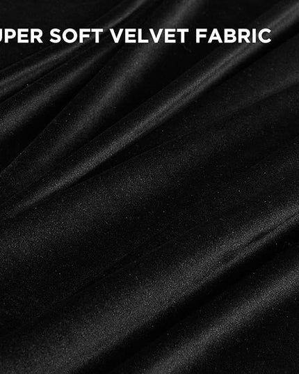 Joydeco Black Velvet Curtains 72 Inches Long, Luxury Grommet Blackout Curtain 2 Panels, Thermal Insulated Privacy Room Darkening Window Drapes for Bedroom Living Room Home Theatre (52Wx72L)