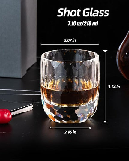KAMMAK Whiskey Glasses Set of 2, 7.1 oz (210 ml) Old Fashioned Tumbler, Thick Base Crystal Glass with Delicate Rim & Seamless Design for Scotch, Bourbon, Cocktails, Lead-Free Barware