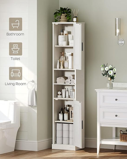 Tall Bathroom Cabinet with 2 Barn Doors, Farmhouse Storage Cabinet with Adjustable Shelves, Freestanding Bathroom Storage Organizer for Small Space, Kitchen, Bedroom, Cloud White
